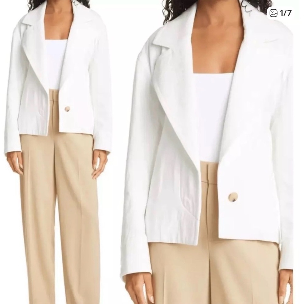 VINCE white cotton belted blazer